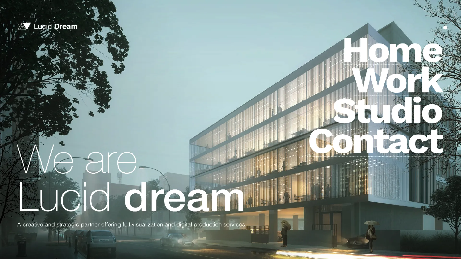 Landing page of Architectural visualization of Lucid Dream's website designed by Concreate.